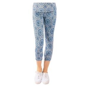 Gretchen Scott Jock Girl Patterned Legging with Wide Waistband in Blue & White